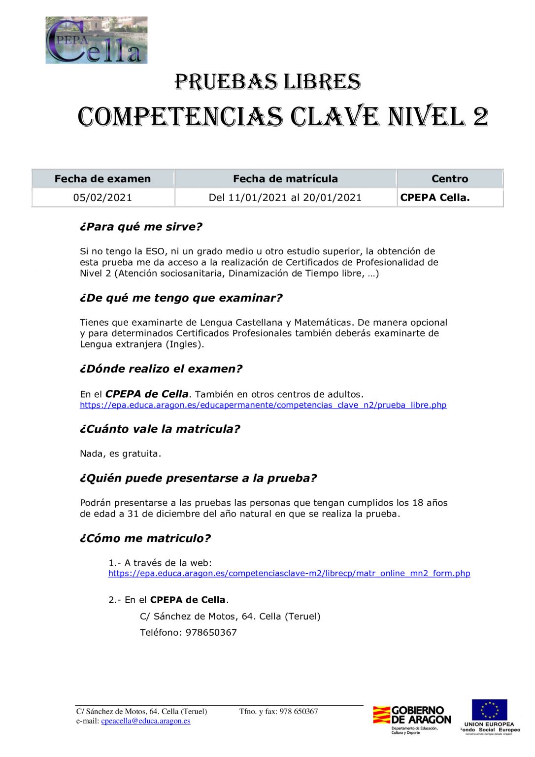 Competencias clave CPEPA de Cella